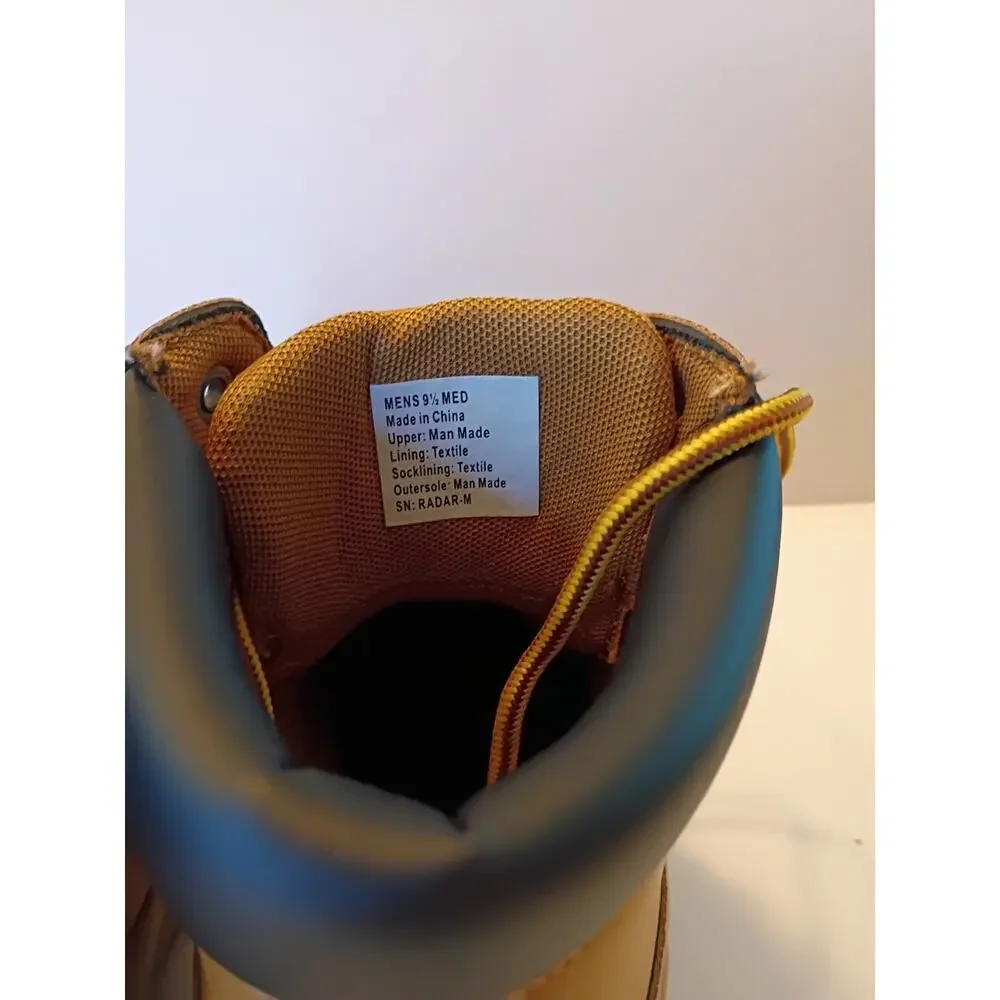 Men's Tan Work Boots with Cushioned Collar